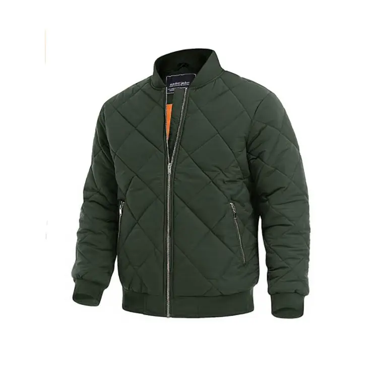 2021 Hot Sale Quilted men's jacket with diamond check Waterproof Men's Regular Fit Cotton Full Zipper Up Windproof Jacket