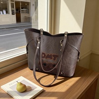 SAIDING 2026 Nuevo Bolso de Hombro Vintage con Letras para Otoño, Bolso de Mano de Alta Gama para Mujer, con Cierre, Capacidad Media/Grande, PU