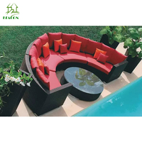 Gartenmöbel runde Couch Rattan Halbkreis Outdoor Lounge Möbel
