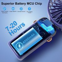 Ventilateur portable pliable mini USB rechargeable 5 vitesses alimenté par batterie pour camping-car/voiture/extérieur, design mignon, format de poche