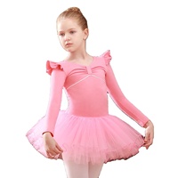 Justaucorps de ballet à manches longues BoxMemory pour filles, robe de danse avec jupe, tenues de ballerine pour tout-petits, petites filles et grandes filles avec nœud