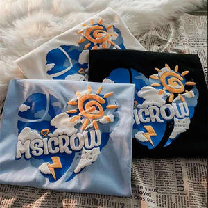 เสื้อยืดโออีเอ็มลายซอฟท์แพทเทิร์น ผ้าฝ้าย 100% พิมพ์ลายโฟมพัฟ 3 มิติ ออกแบบโลโก้ดิจิทัล เสื้อยืดผู้ชาย - Product Image 3