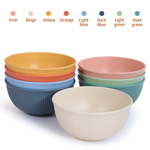 Custom round big plastic colourful cereal bowls wheat straw bowl