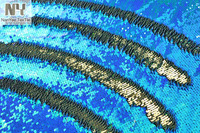Tissu à paillettes Nanyee brodé, réversible, à changement de couleur, motif écailles de poisson, bleu irisé, pour textiles de maison de mariage et pour filles