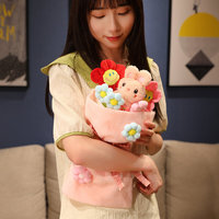 En gros Belle Peluche Bouquet De Fleurs Jouet Avec Ours Lapin Poussin Cochon Animaux Jouets Saint Valentin Cadeaux 2024