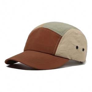 Gorra de béisbol unisex de 5 paneles con logo personalizable, 100% algodón, decoración de perlas y visera tipo pico de pato, diseño de bloques de color, modelo común 2026 - Product Image 2