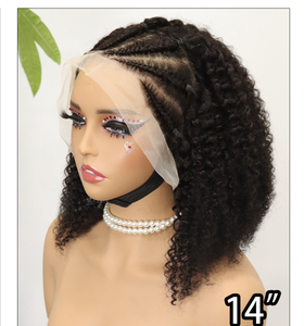 Pelucas de cabello humano doblemente trenzado FH de 10-16 pulgadas, rizadas estilo Jerry, tipo Bob, con encaje frontal 13x4, cabello virgen vietnamita. - Product Image 2