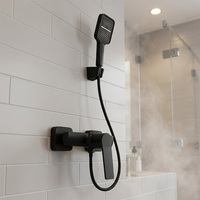 Robinet mural moderne noir en laiton, mitigeur eau chaude et froide, ensemble de douche pour salle de bain