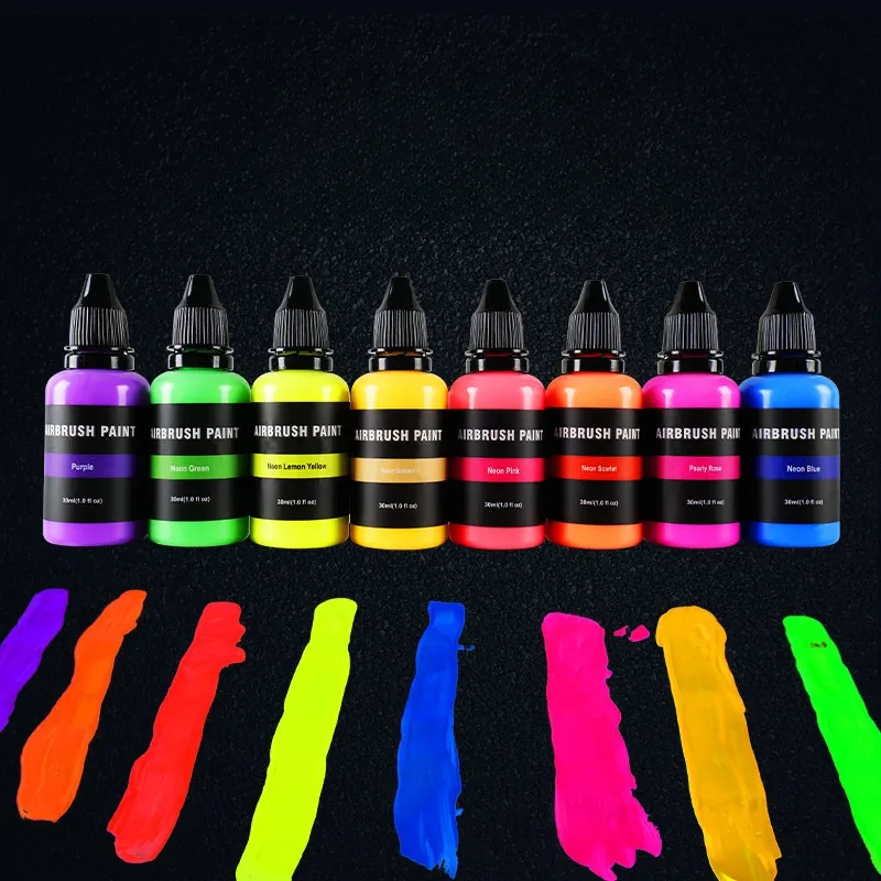 Floresan akrilik boya 6 renk Set | 4 Oz şişeler | Öğrenci Neon renkler akrilikler boyama paketi zanaat boyalar sanatçılar için