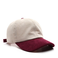 Gorras de pana en blanco, gorros lisos de pana de color sólido, gorro en blanco sin estructura de dos tonos y 6 paneles