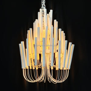 Lustres en bois massif de salon personnalisés Plafond blanc Grands lustres en bois de style nordique - Product Image 1