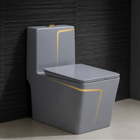 WC en céramique carré gris minimaliste moderne, WC à double chasse siphonique