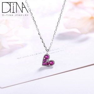 Top design 925 sterling silver <span class=keywords><strong>ciondolo</strong></span> cuore <span class=keywords><strong>con</strong></span> viola <span class=keywords><strong>rubino</strong></span> zircon dei monili - Product Image 5