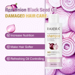 Champú al por mayor de cebolla roja y aceite de semilla negra 150ml con limpieza profunda, anticaspa, control de grasa e hidratación para el cuero cabelludo - Product Image 2