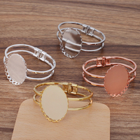 30*40mm Cabochons Ovales Blanc Base de Pierre Résultats Argent Plaqué Plateau Lunette Réglage Manchette Bracelet DIY Bijoux Accessoires