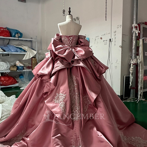 Vestido de Quinceañera Rosa Wx32 con Cuentas, Vestidos de 15 Años con Lentejuelas, Vestidos de Gala para Instagram, Apliques de Encaje, Vestido de Princesa Largo hasta el Suelo - Product Image 3