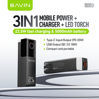 BAVIN vente en gros PC1053 5000mah 22.5w charge rapide usb type c chargeur poche de voyage portable petite banque d'alimentation
