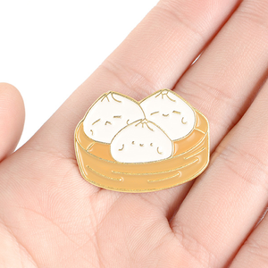 Broche de aleación con diseño de pequeño bollo al vapor de dibujos animados, pin de esmalte suave, precio de fábrica al por mayor, en stock - Product Image 4