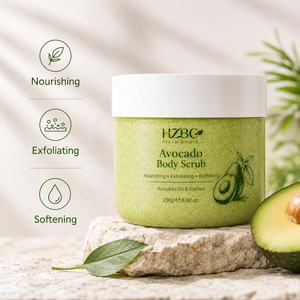 Gommage corporel à l'avocat HZBC en gros, exfoliant nourrissant en profondeur pour peaux sèches, riche en vitamines A, C, E, lisse les zones rugueuses - Product Image 4