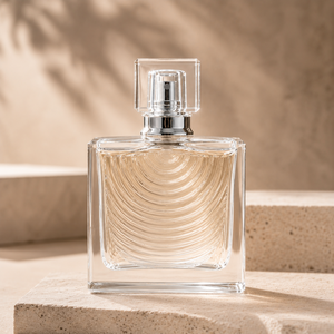 Square Shaped Wavy Textured Clear Glass Silver Topped 60ml 100ml Perfume <b>Bottle</b> - Product Image 1