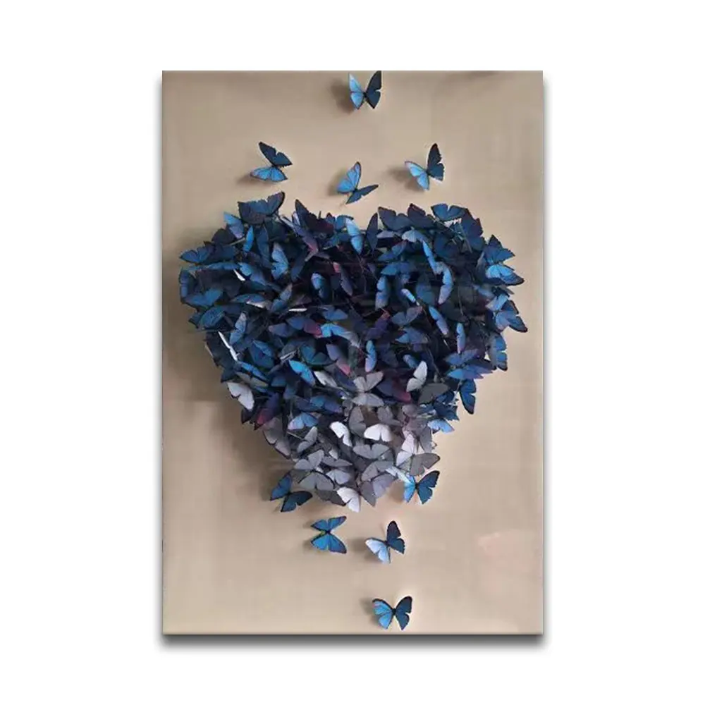 Art Factory Klein Blue Heartshape 3D Butterflies Paper Wall Decor for Hotel