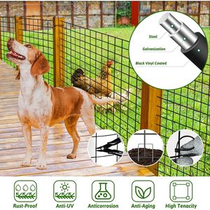 Lucomb Welded <b>Wire</b> Fence 23.62Inch x 59.06Ft Black PVC Coated Garden Dog Barrier Roll Outdoor Fencing <b>Mesh</b> - Product Image 3