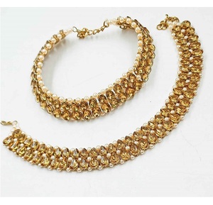 Tobillera Payal Tradicional de Diseño Premium para Mujeres y Niñas, Joyería Elegante Chapada en Oro para Bodas y Fiestas - Product Image 1