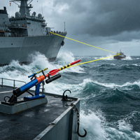 Lanceur de ligne de sauvetage ultra longue portée de 338 m avec support de lancement, lanceur de corde pneumatique robuste pour la lutte contre les incendies marins