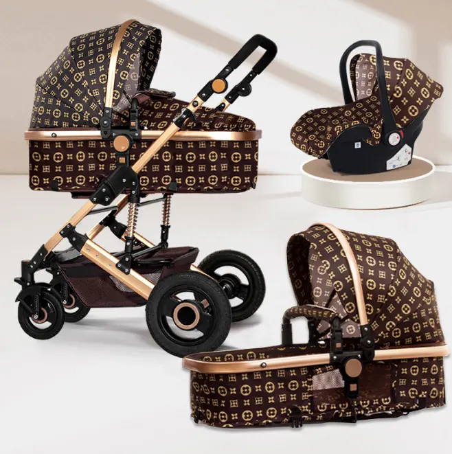 Luxury Baby Strollers Walkers & Carriers Trolley Stroller Car Cart Buggies Folding 3 in 1 Baby Travel