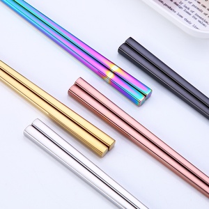 Ensemble de baguettes réutilisables multicolores en acier inoxydable 304, compatibles lave-vaisselle, pour sushis, nouilles, <span class=keywords><strong>cuisine</strong></span> japonaise et chinoise - Product Image 2