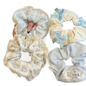 Korean-style Plaid Lace Scrunchie &amp; <strong>Headband</strong> for Hair-Sweet Stylish Wedding Accessory Handmade Instagram-Inspired Preppy Design - Product Image 5