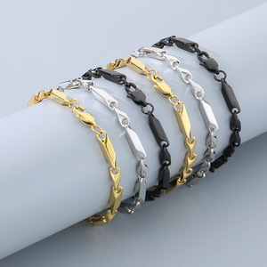 Pulsera Minimalista de Acero Inoxidable de Alta Gama Kalen, Collar de Cadena con Cuentas Biseladas, Moderno, para Hombre y Mujer - Product Image 1