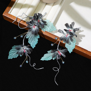 Original design, handmade, antique style, dark silk flower Hanfu headdress, soft hairpin, Hanfu makeup and <b>hair</b> <b>accessories</b> - Product Image 1