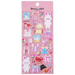 Custom cartoon anime sticker collection puffy 3D cute decorative sticker Kiss cut sticker sheets party bag fillers for girls