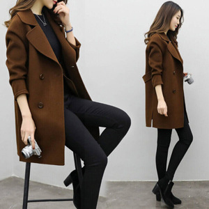 Cappotto da Donna Autunno Inverno a Doppio Petto Giacca Lunga da Donna a Maniche Lunghe - Product Image 4