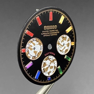 Nuevo Estilo de Esfera de Reloj Modificada con Cronógrafo Esmaltado de 3 Ojos, 29.5MM, con Índices de Barra de Cristal de Colores, Compatible con Movimiento VK63 - Product Image 3