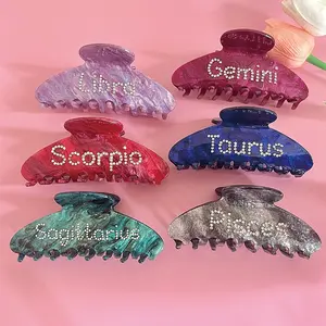 Qianjin personalizado Zodiaco Cola de Caballo alta horquilla fija garras para el cabello elegantes accesorios para el cabello de mujer adecuados para cabello grueso