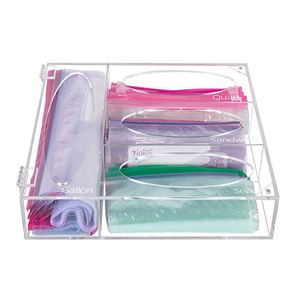 Custom Plastic Ziplock Food Bag Holder Acrylic Ziplock Bags Storage Organizer