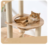 Arbre à chat en bois massif, arbre à chat intégré avec lit pour chat, tour pour chat domestique peu encombrante avec baril à gratter en sisal