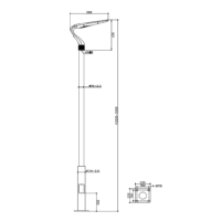 Lampadaire LED extérieur, éclairage de jardin, 30W, 5V, batterie, lumière élégante moderne, gris sable, 6000K, PC, aluminium, IP65, 657X466X200MM