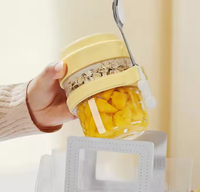 Bocaux en verre portables scellés en gros avec couvercles et cuillères pour petit-déjeuner, flocons d'avoine, lait et yaourt