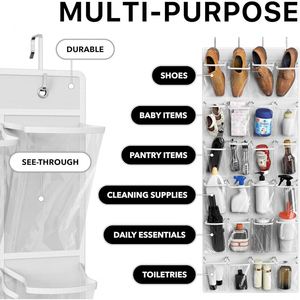24 Pockets Over the Door Hanging <b>Shoe</b> Organizer Non-woven & Clear PVC <b>Shoe</b> Storage Bag - Product Image 4