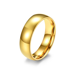 Inside Outside Arc Simple Glossy Titanium Steel Mirror Gold-plated Blank <b>Ring</b> Men's Single <b>Couple</b> <b>Rings</b> Little Finger <b>Ring</b> - Product Image 2