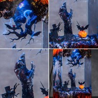 Halloween-Kürbislaterne Hängende Nachtbeleuchtung Tischdekoration Geisterhand Fledermaus und Kürbis im Gotischen Stil Hexen-Heimdekoration