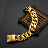 2024 Hiphop en acier inoxydable 18K or italien mens bracelet à maillons cubains
