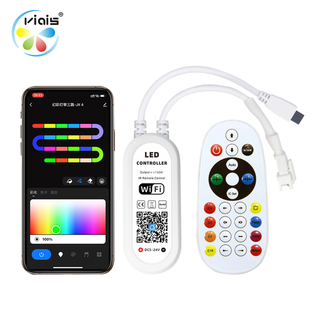 DIY APP WIFI Remote Control Smart LED Lighting Controller TUTA Full Color RGBIC RGBW Pixel DC5-24V 1250-Pixel 150W 1-Year