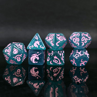 7 pièces/ensemble licorne motif polyédrique résine dés pour donjons et Dragons mdn RPG jeux de table