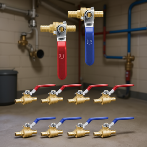 Robinet à bille en laiton 1 1/2 pouce à passage complet pour l'eau, usage domestique et commercial, commande manuelle filetée - Product Image 2