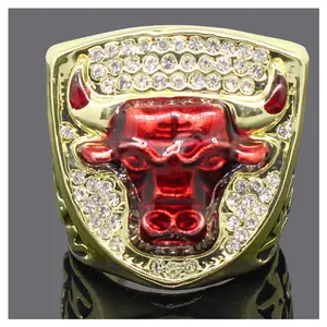 Gioielli di fascia alta anello di memoria personalizzato champions bull basket game fans champion rings