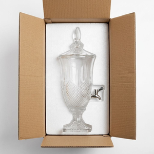Embossed Glass Beverage <b>Dispenser</b> with Tap and Lid Transparent Large Capacity Cold <b>Drink</b> Tub for Home Party Wedding - Product Image 6